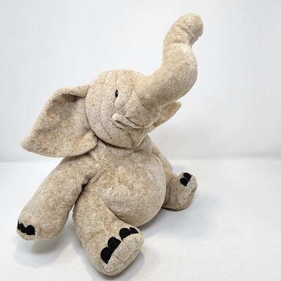 Cuddly Quarry Critters Beige Elephant Plush 10" Stuffed Animal Soft Toy Trunk Up - Picture 1 of 7